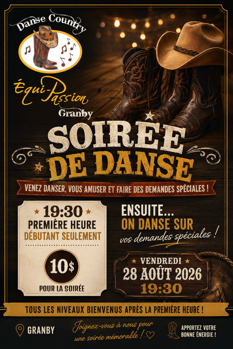 Soirée de danses Country à 10$